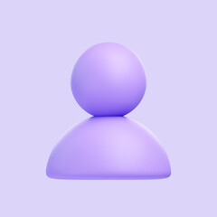 Purple user profile icon on a lavender background, symbolizing an account, avatar, or online identity. 3D icon, sign and symbol. 3D render illustration