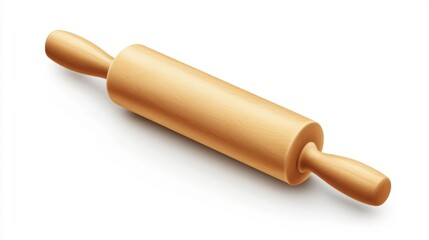 Wooden rolling pin isolated on a white background ideal for baking cooking and kitchen tool promotions. Perfect for culinary-related projects.. Generative AI