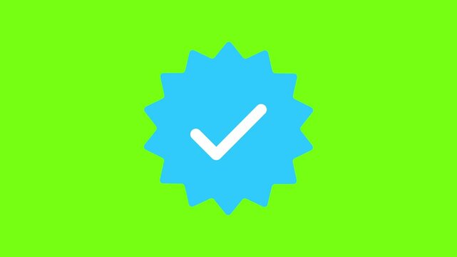 blue verified official profile account badge sign animated video