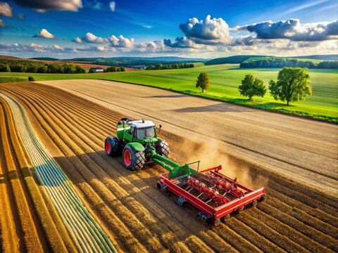 Discing a Field for Preparation of Soil, Agriculture Machinery in Action, Farming Techniques for Crop Production
