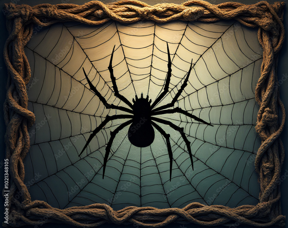 Aufkleber A intricate spider web design with cobweb-like frames adds a spooky touch to the background._00001_
