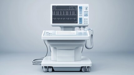 Ultrasound machine on a white background perfect for medical and healthcare technology visuals. Generative AI