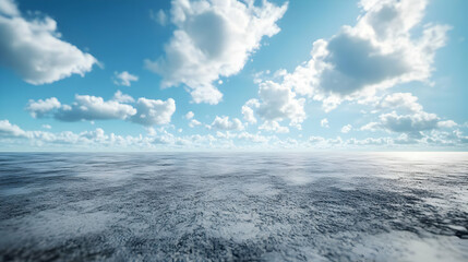 Obraz premium Ocean Horizon with Blue Sky and White Clouds Background