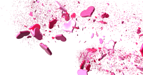 realistic isolated heart confetti on the transparent background for decoration and covering. Concept of Happy Valentine's Day,