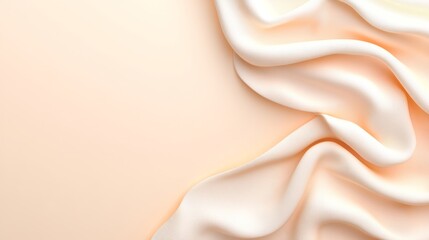Soft, white fabric waves on a peach background, with copy space.