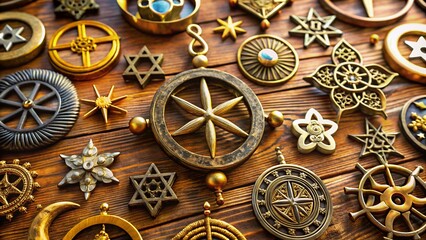 Fototapeta premium Diverse Religious Symbols Representing Major World Religions and Their Cultural Significance
