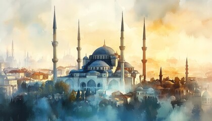 Obraz premium Mosque at Sunset.