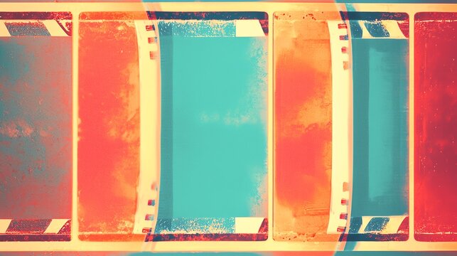 Vibrant abstract film strip design featuring bold colors and textures, perfect for creative projects and artistic expressions.