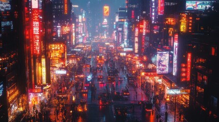 Fototapeta premium Neon Cityscape at Night