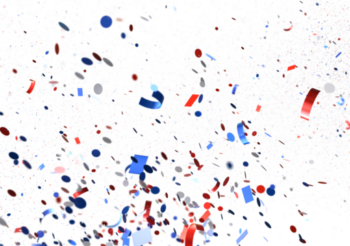 Confetti - Festive background with confetti in the shape of Confetti in the color of the American flag.