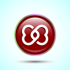 Infinity, Eternity, Icon Design Illustration, Endless Icon For Apps and Websites, Red Color Round Button Design