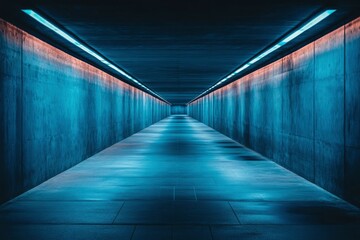 Obraz premium Concrete Underpass with Fluorescent Lights