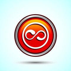Infinity, Eternity, Icon Design Illustration, Endless Icon For Apps and Websites, Orange Color Round Button Design