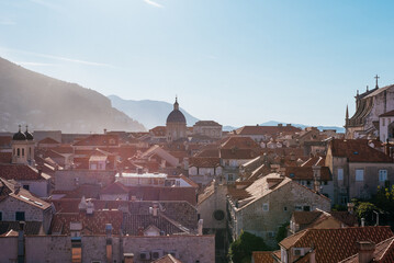 Obraz premium Picturesque view on old town Dubrovnik, Croatia, Adriatic Sea, Europe. Dalmatian coast. orange tile roofs.