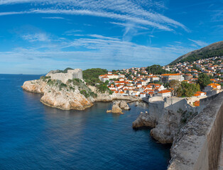 Picturesque view on old town   Dubrovnik, Croatia, Adriatic Sea, Europe. Dalmatian coast. orange tile roofs.