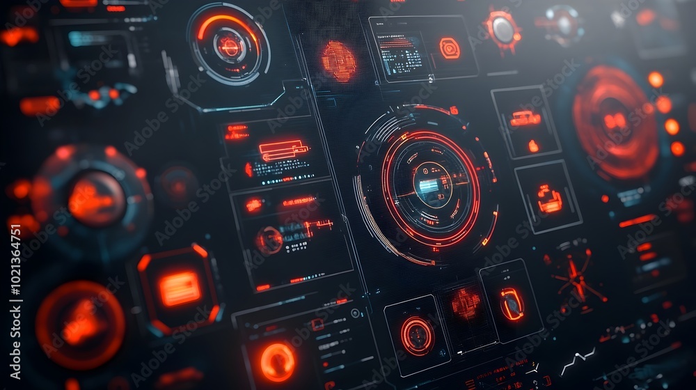 Poster mesmerizing hud and gui elements seamlessly integrated into a captivating cyberpunk inspired game ba