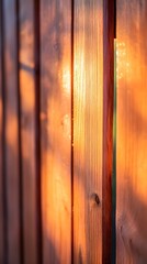 Golden Sunset Light Through Wooden Fence