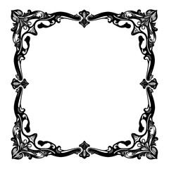 Black and White Outline Line Art Drawing of Vintage Retro Card Caligraphic Frames