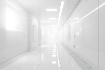 Obraz premium A Perspective View of a Sterile White Corridor