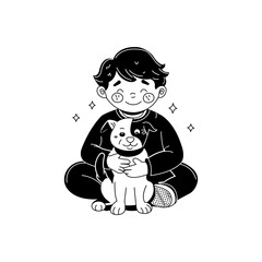 Pet therapy illustration in hand drawn style