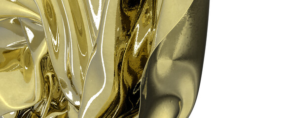 Golden fabric flowing gracefully a luxurious abstract