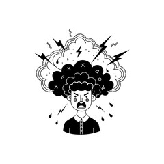 A person having stress, hand drawn illustration 