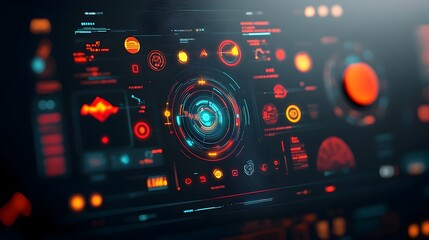 Obraz premium Immersive Futuristic User Interface with Holographic HUD and Advanced Data Visualization