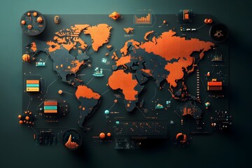 Naklejka premium Innovative AI powered interface visualizing international logistics shipping routes container movement and supply chain data to enable seamless global commerce and trade optimization