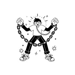 Hand drawn illustration of stress chain