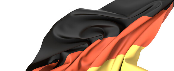 The German flag waving proudly in the wind in 3d