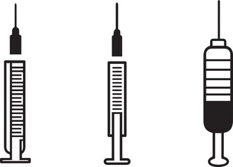 Medical syringe icon set vector, syringe icon isolated on white background