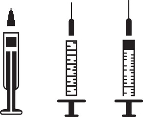 Medical syringe icon set vector, syringe icon isolated on white background