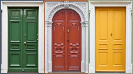 Obraz premium Colorful Front Doors Architectural Design Home Entrance