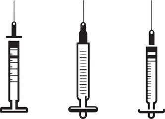 Medical syringe icon set vector, syringe icon isolated on white background