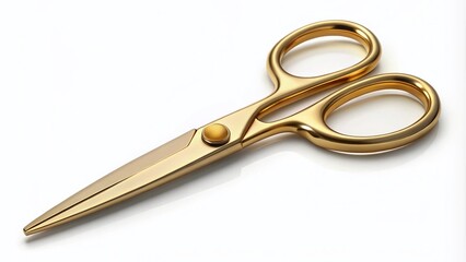Elegant Gold Scissors on a White Background for Crafting, Tailoring, and Design Projects