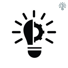 Creative idea icon. gear in a light bulb. simple design style.  Thin sign of maintenance, innovation, solution, education logo. vector design