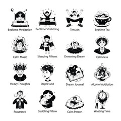 Collection of Stress Hand Drawn Illustrations 

