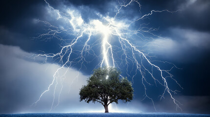 Force of nature: lightning strikes tree