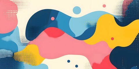 Abstract Colorful Background with Fluid Shapes and Dots