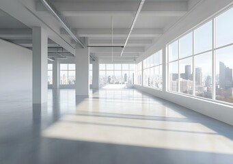 Obraz premium Empty Office Space with City View