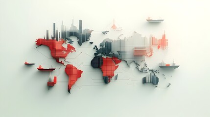 AI powered logistics transform worldwide delivery a detailed digital world map visualizing complex global supply networks and optimized container ship a minimalist aesthetic of clean lines