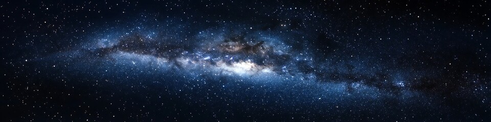 Fototapeta premium A dark, starry night with distant galaxies and space for text