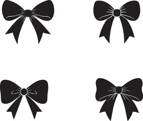 Ribbon bow silhouette on a white background,  Cheer bow vector art