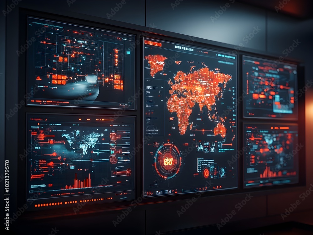 Poster ai powered global logistics coordination vast command center overseeing worldwide import export with