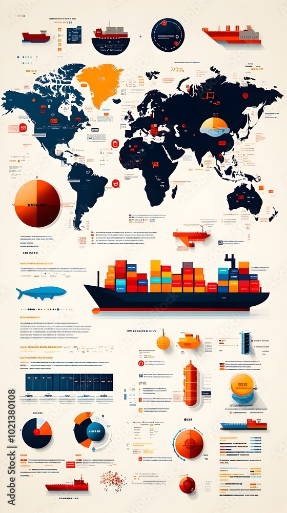 Poster ai powered global logistics network comprehensive world map charting import export flows automated c
