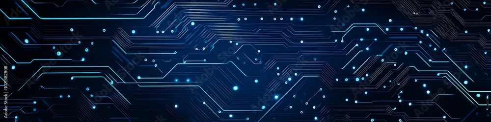 Poster a dynamic, abstract circuitry pattern with a large dark area for text