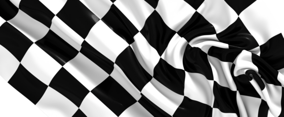The checkered flag waves in the air signaling the end of the race
