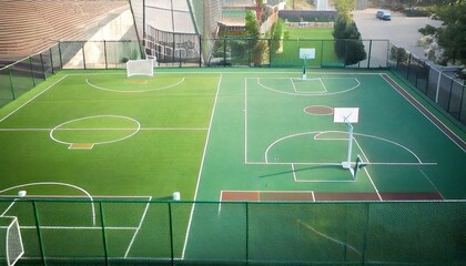 basketball court football field and volleyball court 