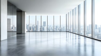 Modern Office Space with City Skyline View