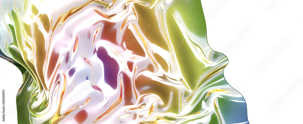 Aufkleber Shimmering iridescent fabric drapes creating a captivating abstract design